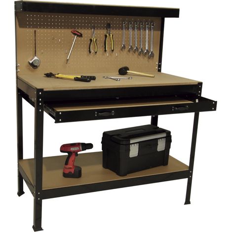banco da lavoro easy system con pannello preforato in metallo e mdf 119x59x90/150 cm (1/4)