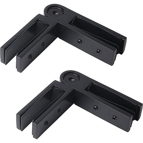 Lot de 2 colliers de serrage réglables de 90 à 135 degrés en acier inoxydable noir pour garde-corps (10-12 mm Glasspanel) pour clôture, balustrade, balcon (1/5)