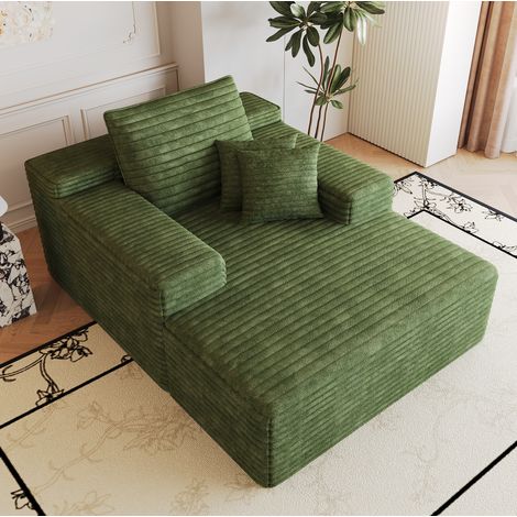 Divano lounge 115 x 159 cm in tessuto, seduta profonda, imbottitura in schiuma ad alta elasticità, montaggio non richiesto, per soggiorno - verde (1/5)