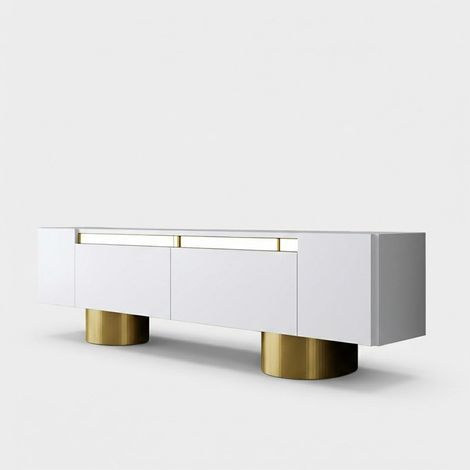 Mobile porta TV moderno in melaminico 180 cm Bohem Bianco - Oro (1/5)