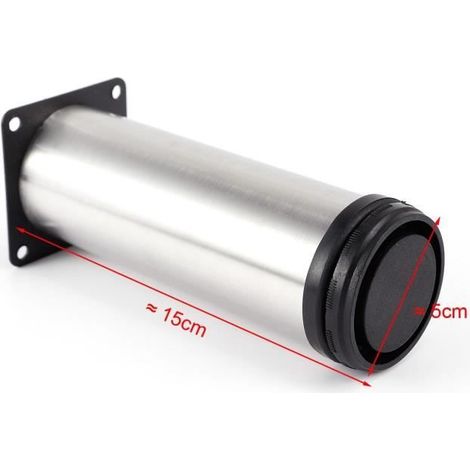 4x Pied de meuble réglable acier inoxydable rond diamètre 5cm Hauteur 150mm (1/3)
