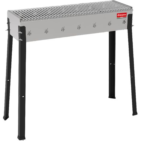 Ferraboli Braciere Cuoci Arrosticini e Kebab Canalina per Spiedini spilloni in Acciaio con Fori di Aerazione Area Cottura 77x28cm per 8-10 Persone Barbecue a Carbonella  Qualita' e stile Made in Italy