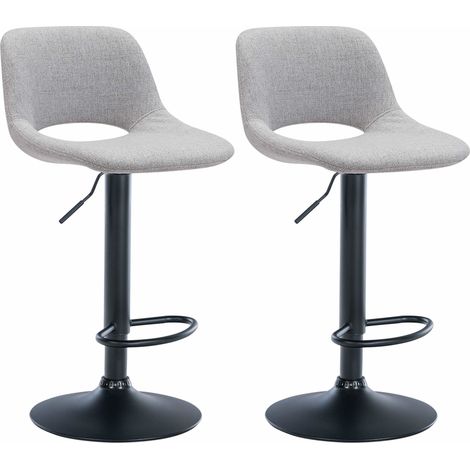 Sgabelli da bar, sedie alte x2 con poggiapiedi in tessuto grigio chiaro, base in metallo nero 100004097