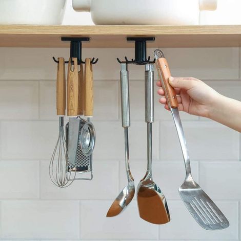 Porte-ustensiles de cuisine (pièces), support rotatif à 360° avec adhésif puissant pour salle de bain et cuisine