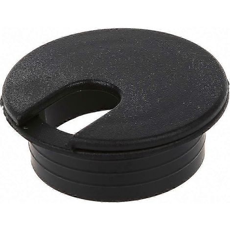 Lot de 10 passe-fils noirs 35mm pour bureau, gestion de câbles et sortie de table, protection de fils électriques. (1/5)