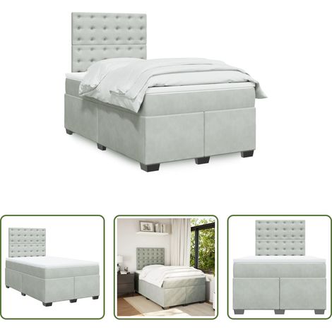 Matratze - Boxspringbett mit Matratze Hellgrau 120x200 cm Samt (1/5)