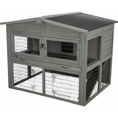 Kleintierstall XL, 2-stöckig 135 x 115 x 112 cm, grau