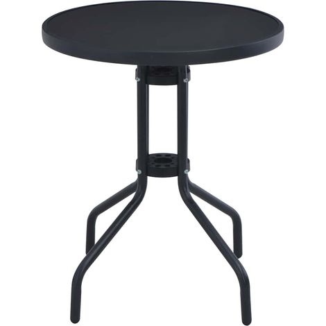 Maison Exclusive - Gartentisch Schwarz 80 cm Stahl und Glas (1/4)
