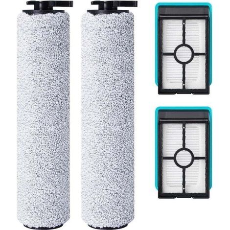 Rouleau de brosse de rechange et filtre HEPA pour Bissell CrossWave HF2/3845N/3831 Aspirateur Balai Laveur à Câble, XU, 2 rouleaux de brosse + 2 filtres HEPA (1/4)