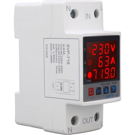 Dispositif de protection intelligent contre les surtensions et les sous-tensions, réglable et à réarmement automatique, 220 V CA, 63 A (1/5)