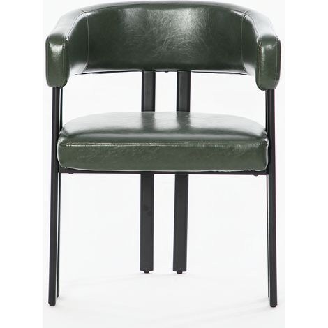 CAIziChaise de salle à manger moderne – chaise tonneau rembourrée en similicuir avec accoudoirs et dossier courbé intégré – chaise en métal pour cuisine, salon et restaurant (1/5)