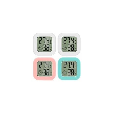 Lot de 4 mini thermomètres hygromètres LCD numériques, indicateur de confort haute précision – Portable pour salon, chambre bébé, vestiaire, entrepôt– (1/5)