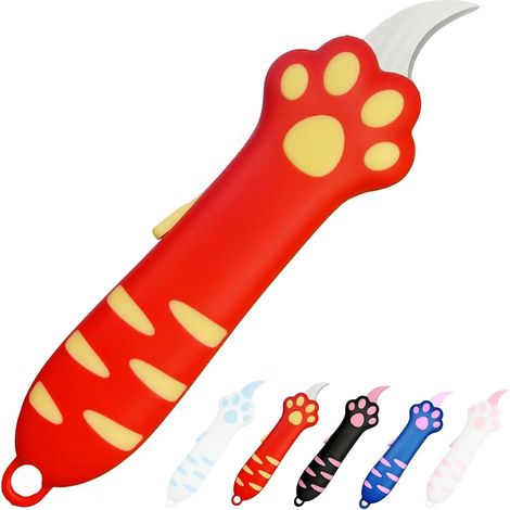 Cutter en forme de patte chat, couteau rétractable 2026, coupe-papier (1/5)