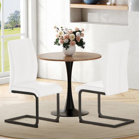 chaise salle à manger blanche en simili cuir, métal OKMYHOME (1/5)