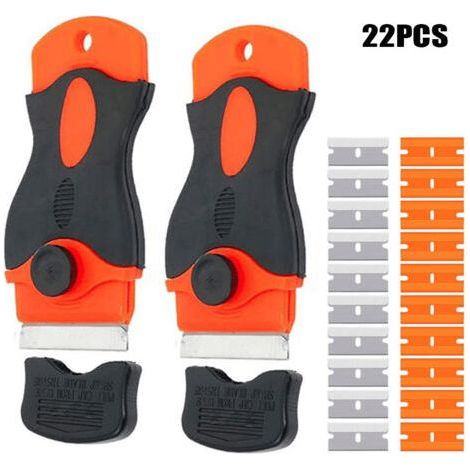 Scraper for Glass Ceramic Hob with Soft Handle + 10 Pieces Metal Blades, Windows/Mirror/Floor Cleaning (1/5)