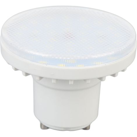 Runde und kompakte 7W LED-Lampe, GU24-Sockel, weiß, für Badezimmer, Veranda, Flur. (1/5)