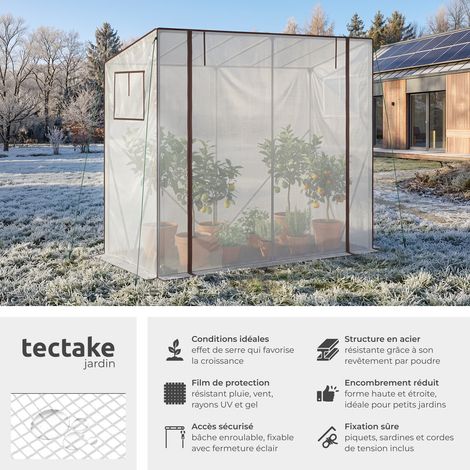 Serre en plastique, cadre acier, blanc transparent 200x97x170cm