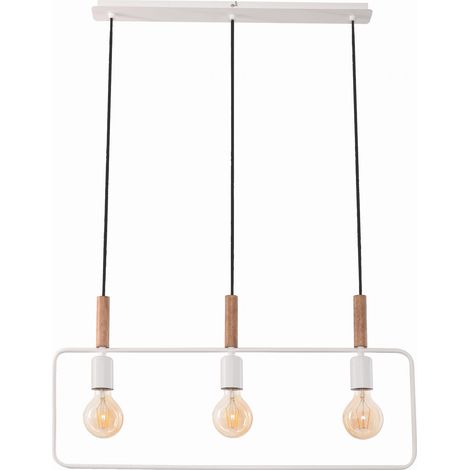 Suspension Frame 3x60W E27 métal/bois blanc Candellux (1/4)
