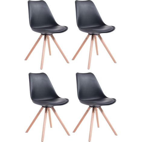 Set de 4 sillas para visitas Toulouse Rund en polipiel Negro Natural (1/3)
