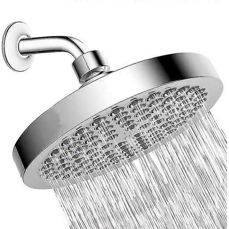 Pommeau de douche rond haute pression de 15 cm (6 pouces), pommeau de douche réglable, pommeau de douche rond chromé poli, pommeau de douche effet pluie de remplacement, haute pression (1/5)