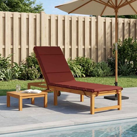 vidaXL Coussin de transat GEMERT 100 % polyester Rouge 200 x 60 x 3 cm (1/4)