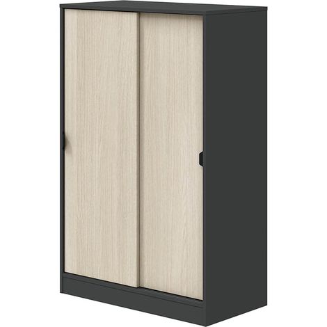 Stelvio Kleiderschrank, 2-türig, Schlafzimmer, 2 Ablagen, 40x119h cm, Schwarz