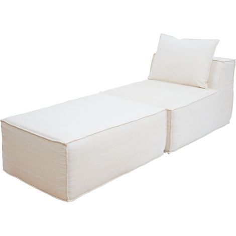 Chaiselongue/Zubehör für Sofa HHG-399, Sessel Ottomane Recamiere, Stoff/Textil (300g/m²) 63x75x194cm creme