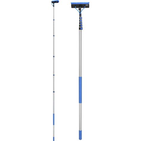 Nettoyeur de panneaux solaires 11m, perche télescopique, brosse rotative 180°, tuyau 20m, pour caravane, terrasse et fenêtres extérieures. (1/5)