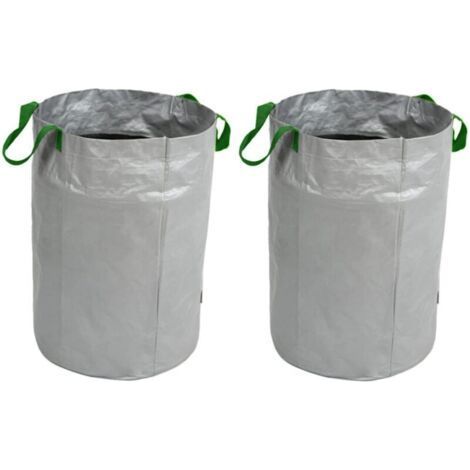 Pair Lntyq Garden Waste Bags, 2 Pieces Foldable and Reusable Garden Garbage Bags with Handle (Silver 100L, 45x63CM) (1/5)