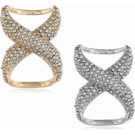 Lot de 2 pinces à foulard ornées de strass pour femme, taille moyenne, boucles de foulard dorées et argentées et fermoirs pour foulard en soie (1/5)