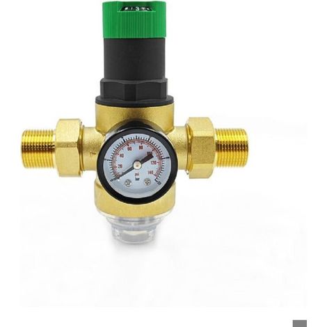 3/4 Pouce Reducteur de Pression Eau, Reducteur de Pression Avec Manometre Pression Eau Et Filtre à Mailles, RéDucteur de Pressi (1/5)