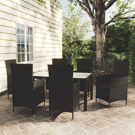 vidaXL Juego de comedor de jardín 7 piezas ratán sintético negro (1/5)