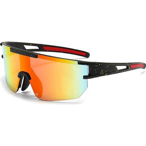 lunette De Cyclisme Polarises-noir/orange, Lunette Velo Route, Lunette Sport Homme Femme, Coupe Vent Et Anti Bue Anti Uv 400, Pour Course Pied, C