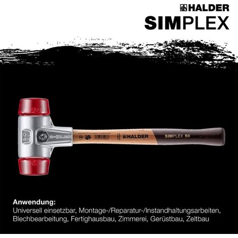 HALDER SIMPLEX Schonhammer Ø 50 mm Plastik rot mit Aluminiumgehäuse (1/5)