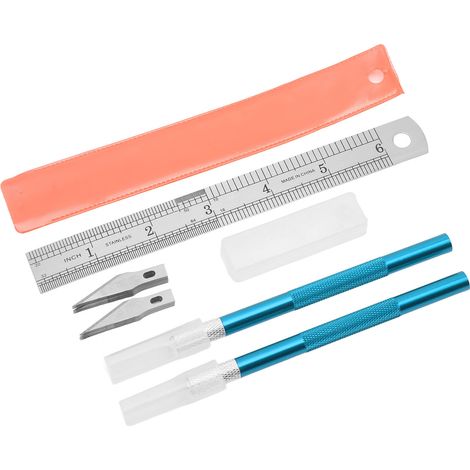 Ensemble de couteaux de précision pour la sculpture  Gabarit de collage artistique  20 lames  Outils de sculpture pour loisirs créatifs  Ensemble de lames bleues