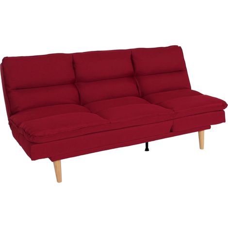 Divano letto sofà reclinabile schienale regolabile HHG-368 tessuto bordeaux