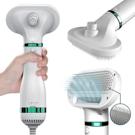 Secador de pelo profesional para perros, 2 en 1, Fácil de transportar, Diseño portátil y compacto, Soplador de agua con silenciador, Blanco (1/5)