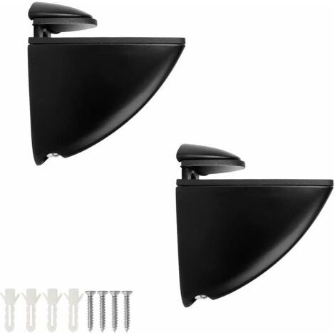 2 Pièces Support D'étagère en Verre, Pince à Verre Réglable en Alliage de Zinc, pour Bois et Verre épaisseur 2-17 mm, Support D'étagère Noir, pour Salon, Salle de Bain et Cuisine (1/5)