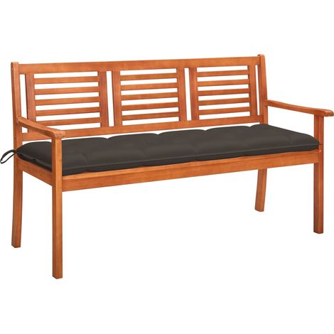3-Sitzer-Gartenbank mit Auflage 150 cm Massivholz Eukalyptus (1/5)