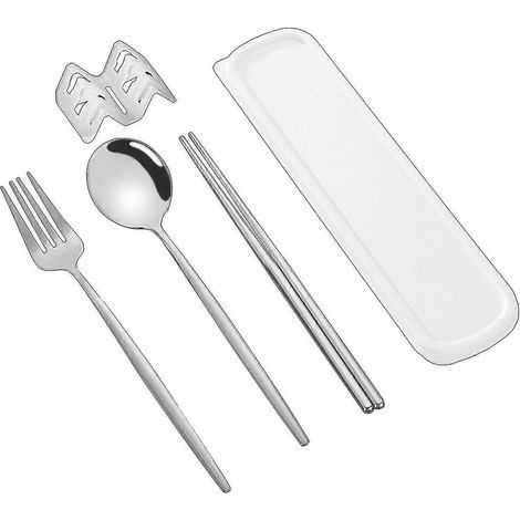 Ensemble de couverts coréen style anti-poussière en acier inoxydable (baguettes, fourchette, cuillère) pour un usage quotidien Kaesi Kb-2pcs-Silver (1/5)