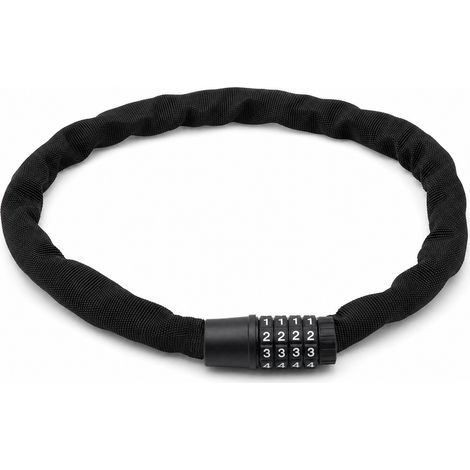Lucchetto a catena con codice per bicicletta con fodera impermeabile nera 85 cm (1/5)