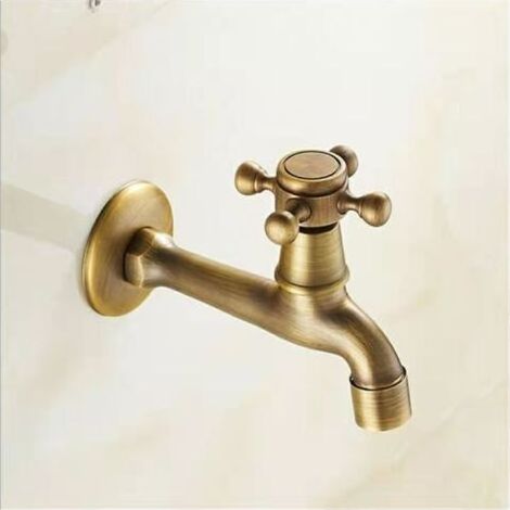 1 robinet décoratif en laiton pour l'extérieur, robinet de jardin, robinet de salle de bain, robinet de machine à laver, robinet de balcon, robinets de vadrouille antiques de luxe (12,5 x 7,5 (1/3)
