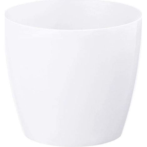 Maceta de plástico blanca de 25x22 cm, modelo clásico liso Magnolia (1/3)
