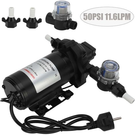 SJLERST Pompe à membrane auto amorçante, Pompe a Eau Camping Car, DC 220V 50PSI 11.6LPM Pompe auto amorçante à membrane haute pression pour eau pour camping car, bateau, jardin (1/5)