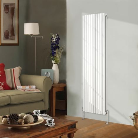 NRG Designer Radiator White Oval Column Central Heating Rads Vertical 1800x590mm Double