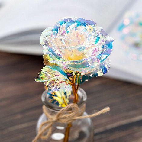 Rose Artificielle - Fleur en Film de Polyéthylène et Plastique - 25 cm - Avec ou Sans LED Intégrée - Cadeau pour Femme - 1 Pièce (1/5)