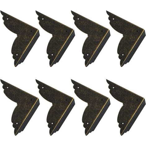 Protections d'angle vintage, 8 pièces de protections d'angle rétro en métal - Protections d'angle vintage pour boîte en bois, meubles, table (bronze) (1/5)