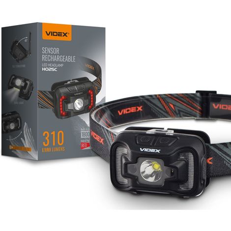 Lampada frontale tattica a LED 5W + batteria COB per 21 ore 310lm portata 74 m IP65 VLF-H025C Videx (1/5)