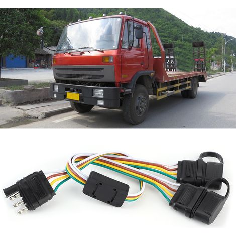 Adaptateur de prise de remorque à 4 broches avec deux prises séparées de type américain, accessoire de connexion de fil pour caravanes et camping-cars (1/5)