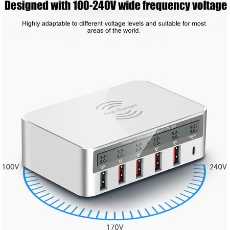 Chargeur sans fil rapide multifonction avec détection intelligente (100-240V UE)